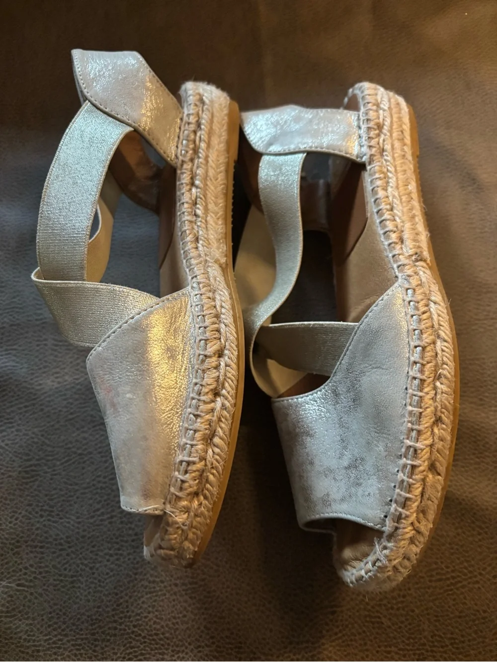 kanna Metallic Silver Espadrille Platform Sandals